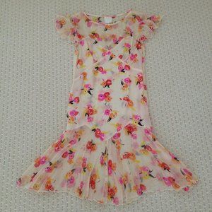 New Anna Sui silk chiffon flowy dress with matching slip skirt